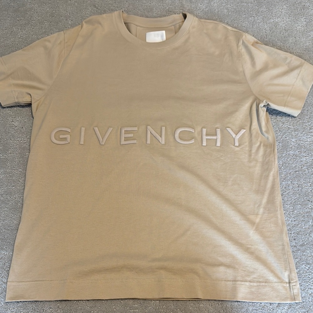 Givenchy Tan Short Sleeve Tee with Embossed Logo